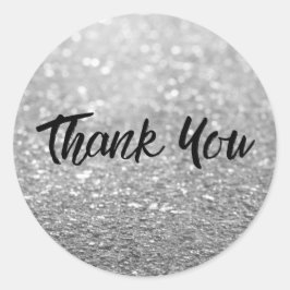Silver Glitzer Trendy Vielen Dank Runder Aufkleber