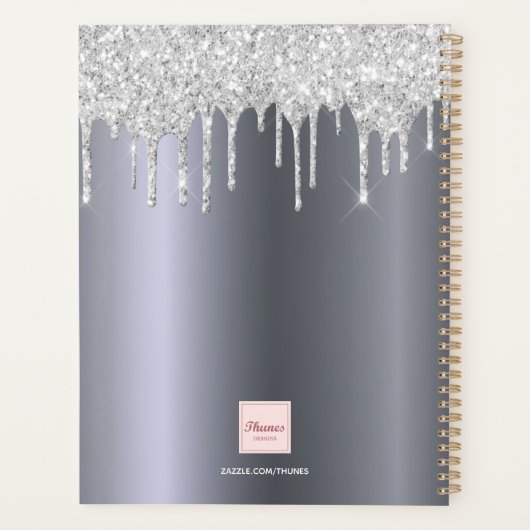 Silver Glitzer Tropfen 2025 Planer (Rückseite)