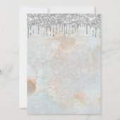 Silver Glitzer Tropfen 25. Hochzeitstag Einladung (Rückseite)