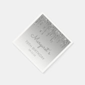 Silver Glitzer Tropfen 70. Geburtstag Serviette (Ecke)