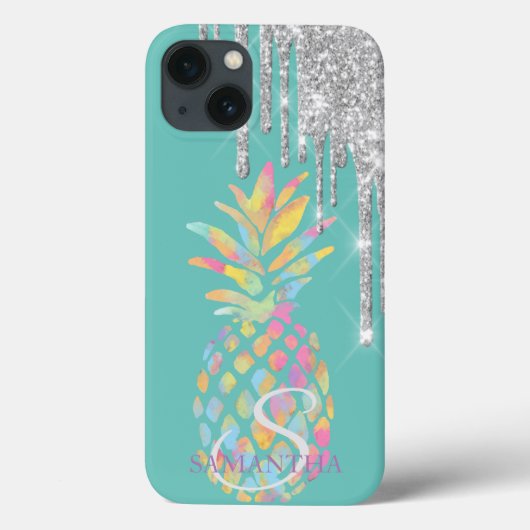 Silver Glitzer Tropfen Ananas Minze Green Case-Mate iPhone Hülle (Rückseite)