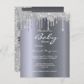 Silver Glitzer Tropfen Baby Dusche Einladung Postkarte (Vorne/Hinten)