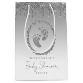 Silver Glitzer Tropfen Baby Showbeutel Mittlere Geschenktüte (Vorderseite)