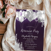 Silver Glitzer Tropfen Balloons Lila Rente Einladung