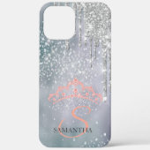 Silver Glitzer Tropfen Diamonds Tiara Holographic Case-Mate iPhone Hülle (Rückseite)