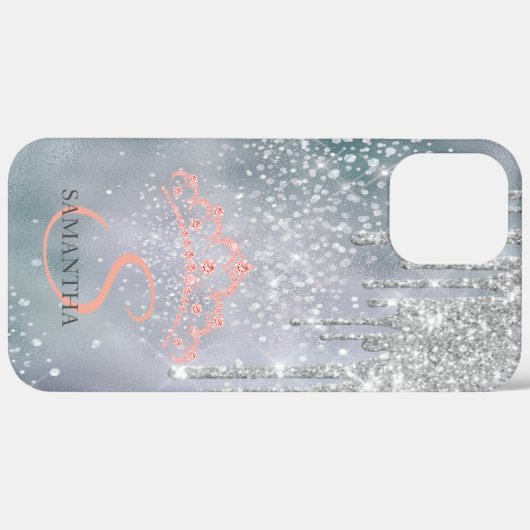Silver Glitzer Tropfen Diamonds Tiara Holographic Case-Mate iPhone Hülle (Hinten (horizontal))