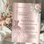 Silver Glitzer Tropfen, Dress Blume Quinceanera Einladung