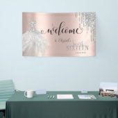 Silver Glitzer Tropfen, Dress Rose Gold Sweet 16 Banner (Messeveranstaltung)