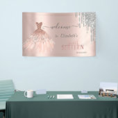 Silver Glitzer Tropfen, Dress Rose Gold Sweet 16 Banner (Messeveranstaltung)