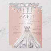 Silver Glitzer Tropfen Dress Rose Gold Sweet 16 Einladung (Vorne/Hinten)