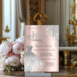 Silver Glitzer Tropfen, Dress Rose Gold Sweet 16 Einladung<br><div class="desc">Elegantes silbernes Kleid und silberne Glitzer Tropfen auf einem goldenen Hintergrund der Rose.</div>