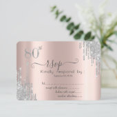 Silver Glitzer Tropfen, Eiffelturm 80. UAWG Einladung (Stehend Vorderseite)