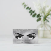 Silver Glitzer Tropfen Eyebrow Eyelash Makeup Auge Visitenkarte (Stehend Vorderseite)