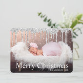 Silver Glitzer Tropfen Frohe Weihnachten Foto  (Stehend Vorderseite)