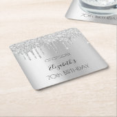 Silver Glitzer Tropfen Geburtstag Rechteckiger Pappuntersetzer (angewinkelt)