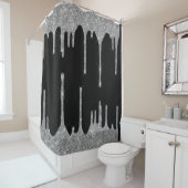Silver Glitzer Tropfen Glam Sparkle Anpassen Duschvorhang (Beispiel)