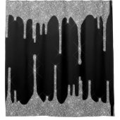 Silver Glitzer Tropfen Glam Sparkle Anpassen Duschvorhang (Vorderseite)