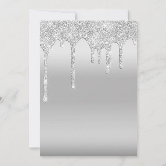 Silver Glitzer Tropfen Glam Trendy Save the Date (Rückseite)