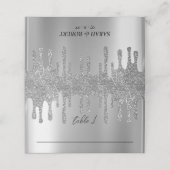 Silver Glitzer Tropfen Hochzeitsempfang Platzkarte (Außenseite Aufgefaltet)