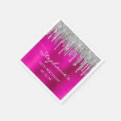 Silver Glitzer Tropfen Hot Pink 50. Geburtstag Serviette (Ecke)