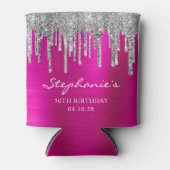 Silver Glitzer Tropfen Hot Pink Foil 50. Geburtsta Dosenkühler (Vorderseite)