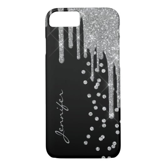 Silver Glitzer Tropfen iPhone 8 Fall Case-Mate iPhone Hülle (Rückseite)