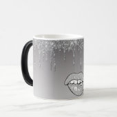 Silver Glitzer Tropfen Kaffeemaschine Tasse (Vorderseite Links)
