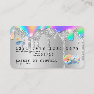 Silver Glitzer Tropfen Kreditkarte Gold Hologramm Visitenkarte