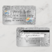 Silver Glitzer Tropfen Kreditkarte Hologramm hinzu Visitenkarte (Vorne/Hinten)