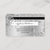 Silver Glitzer Tropfen Kreditkarte Hologramm hinzu Visitenkarte (Rückseite)