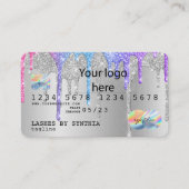 Silver Glitzer Tropfen Kreditkarte Hologramm hinzu Visitenkarte (Vorderseite)