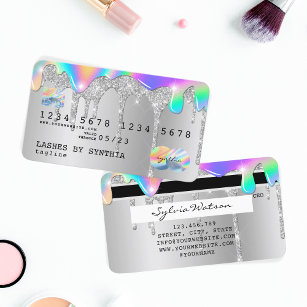 Silver Glitzer Tropfen Kreditkartenhologramm Visitenkarte