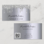 Silver Glitzer Tropfen Make-up Haar QR-Code Visitenkarte (Vorne/Hinten)