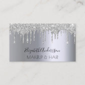 Silver Glitzer Tropfen Make-up Haar QR-Code Visitenkarte (Vorderseite)