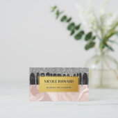 Silver Glitzer Tropfen | Marmor Visitenkarte (Stehend Vorderseite)