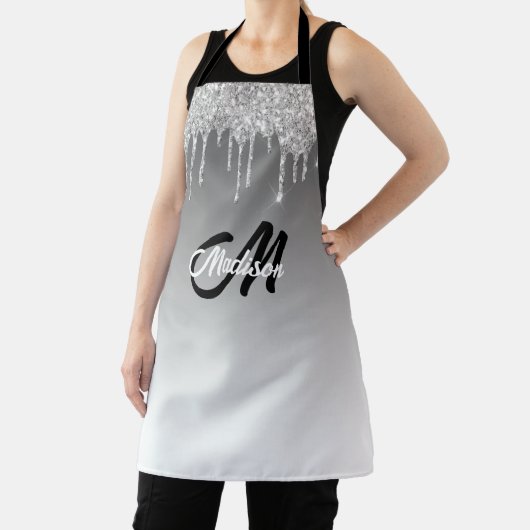 Silver Glitzer Tropfen Monogram Sparkle Niedlich G Schürze (InSitu)
