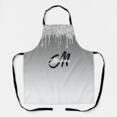 Silver Glitzer Tropfen Monogram Sparkle Niedlich G Schürze (Vorderseite)