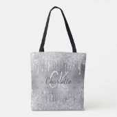 Silver Glitzer Tropfen Monogramm Glasur Tasche (Rückseite)