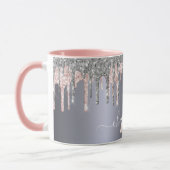 Silver Glitzer Tropfen Monogramm rosa Namensskript Tasse (Links)