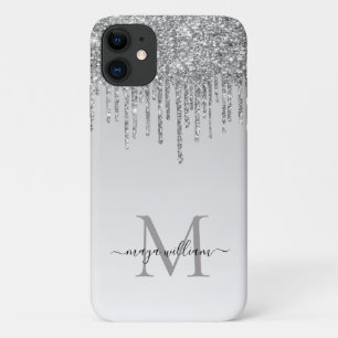 Silver Glitzer Tropfen Personalisiert Monogramm Na Case-Mate iPhone Hülle