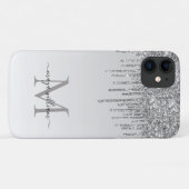 Silver Glitzer Tropfen Personalisiert Monogramm Na Case-Mate iPhone Hülle (Rückseite (Horizontal))