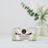 Silver Glitzer Tropfen Rahmen-Qr-Logokombinationen Visitenkarte (Stehend Vorderseite)