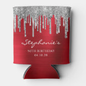 Silver Glitzer Tropfen Red Foil 50. Geburtstag Dosenkühler (Vorderseite)