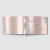 Silver Glitzer Tropfen Rose Gold 80. Gästebuch (Voll)