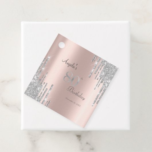 Silver Glitzer Tropfen Rose Gold 80. Geschenkanhänger (Beispiel)
