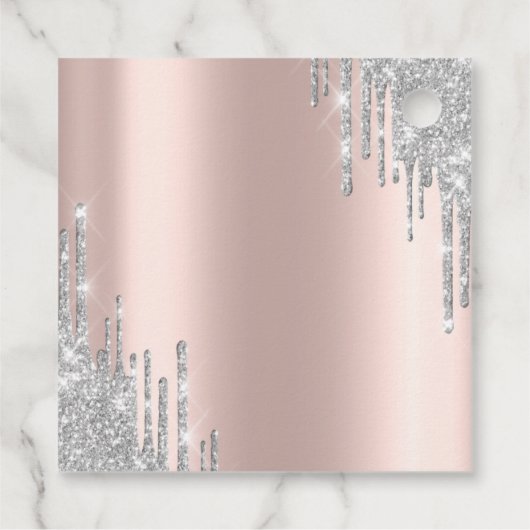 Silver Glitzer Tropfen Rose Gold 80. Geschenkanhänger (Rückseite)