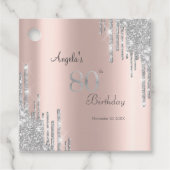 Silver Glitzer Tropfen Rose Gold 80. Geschenkanhänger (Vorderseite)
