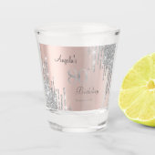 Silver Glitzer Tropfen Rose Gold 80. Schnapsglas (Vorderseite)