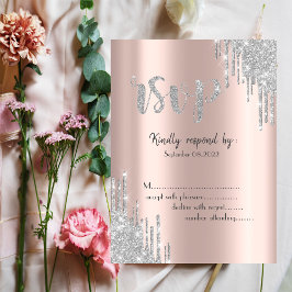 Silver Glitzer Tropfen Rose Gold Bat Mitzvah UAWG Einladung