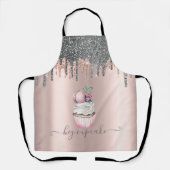 Silver Glitzer Tropfen Rose Gold Cupcake Macaron Schürze (Vorderseite)